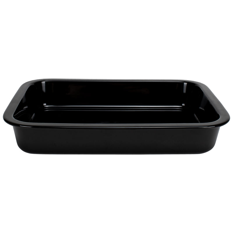 Elanze Designs Black 12.9 x 9.3 Porcelain Baking Dish With Stainless Steel Rack