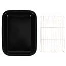 Elanze Designs Black 12.9 x 9.3 Porcelain Baking Dish With Stainless Steel Rack