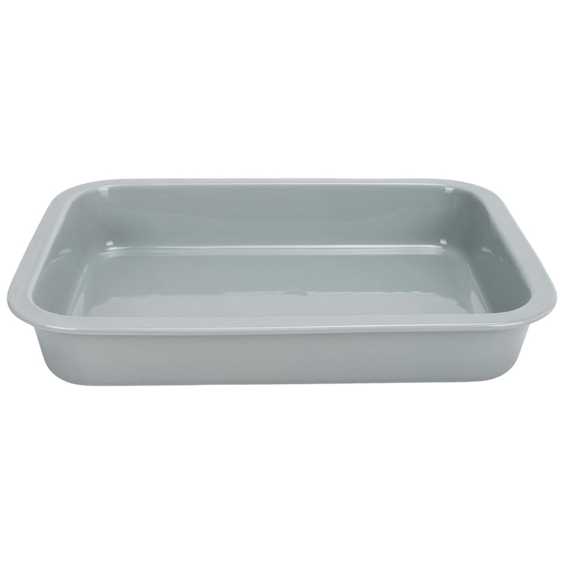 Elanze Designs Grey 12.9 x 9.3 Porcelain Baking Dish With Stainless Steel Rack