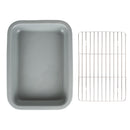 Elanze Designs Grey 12.9 x 9.3 Porcelain Baking Dish With Stainless Steel Rack
