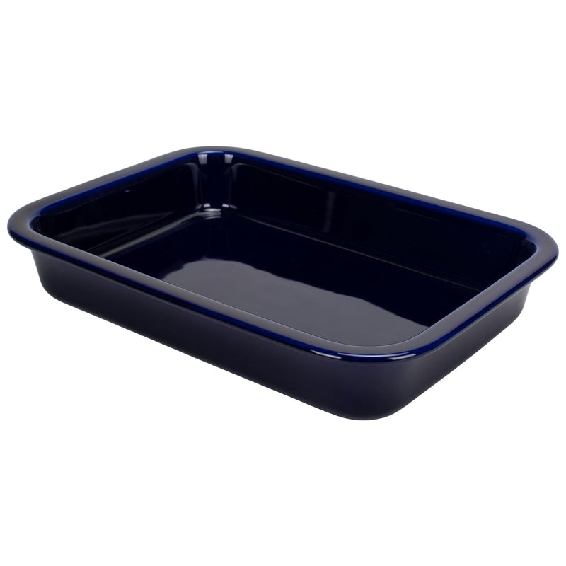 Elanze Designs Navy Blue 12.9 x 9.3 Porcelain Baking Dish With Stainless Steel Rack