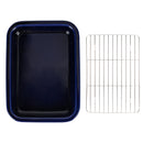 Elanze Designs Navy Blue 12.9 x 9.3 Porcelain Baking Dish With Stainless Steel Rack