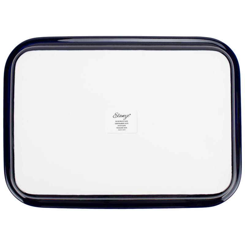 Elanze Designs Navy Blue 12.9 x 9.3 Porcelain Baking Dish With Stainless Steel Rack