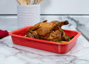 Elanze Designs Red 12.9 x 9.3 Porcelain Baking Dish With Stainless Steel Rack