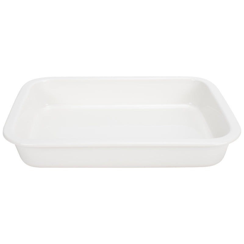 Elanze Designs White 12.9 x 9.3 Porcelain Baking Dish With Stainless Steel Rack