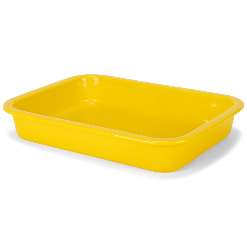 Elanze Designs Yellow 12.9 x 9.3 Porcelain Baking Dish With Stainless Steel Rack